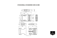 Steckschnalle 2M Warrior-Serie 40 mm Schwarz