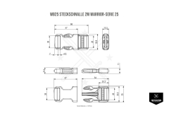 WB25 Steckschnalle 2M Warrior-Serie 25 mm Schwarz