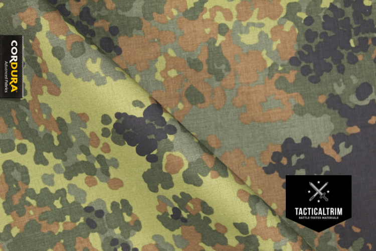 Muster 1100 dtex INVISTA CORDURA® PU-beschichtet 5-Farben Flecktarn ca. 14,8 cm x 10,5 cm