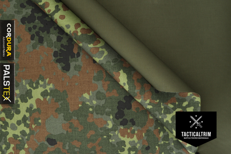 Muster 500 den/500 den PALStex® INVISTA CORDURA® 5-Farben Flecktarn/RAL7013 ca. 14,8 cm x 10,5 cm