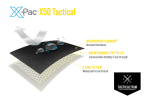 Muster X50 TACTICAL Black X-Pac® X3-Laminat mit 500 den Nylon und 400 den Aramid X-PLY® ca. 14,8 cm x 10,5 cm