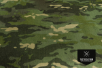 Muster X50 CAMO MultiCam® Tropic X-Pac® X3-Laminat mit 500 den Nylon und Schwarzem Polyester X-PLY® ca. 14,8 cm x 10,5 cm